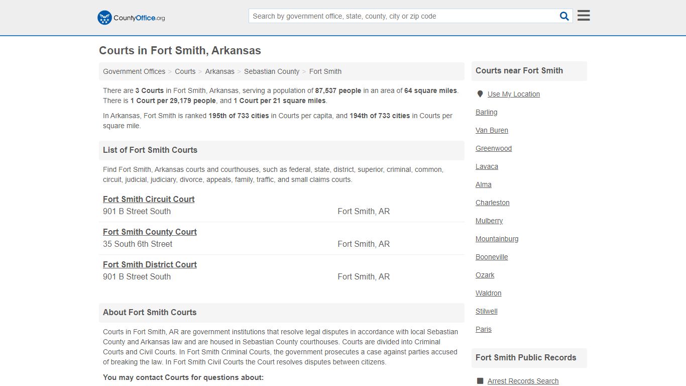 Courts - Fort Smith, AR (Court Records & Calendars)